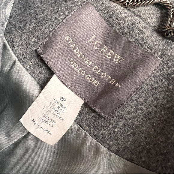 J. Crew Majesty Peacoat Stadium Cloth Nello Gori Wool Double Breasted Coat Gray - Picture 2 of 13